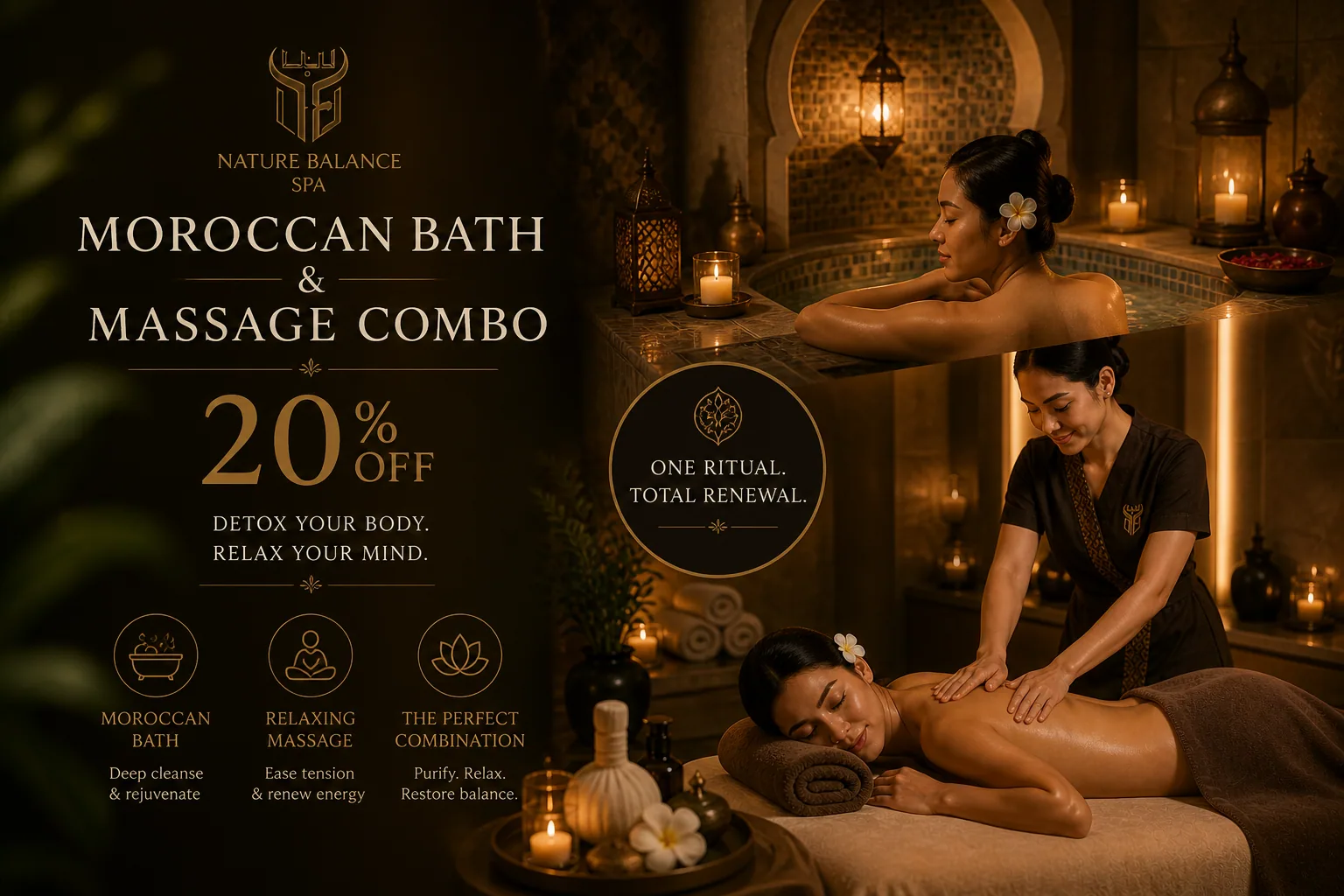 Moroccan Bath + Massage Combo